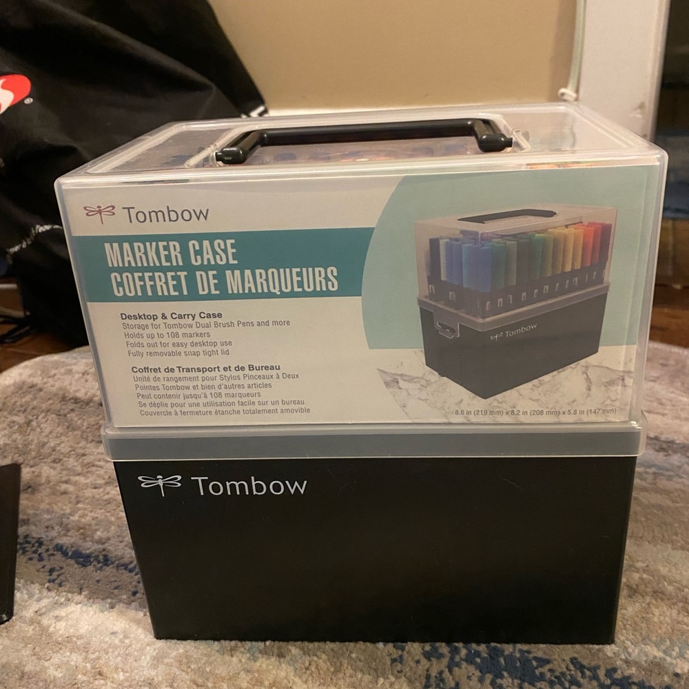 TOMBOW COMPLETE 108 DUAL BRUSH MARKER SET WITH CASE— MINT CONDITION